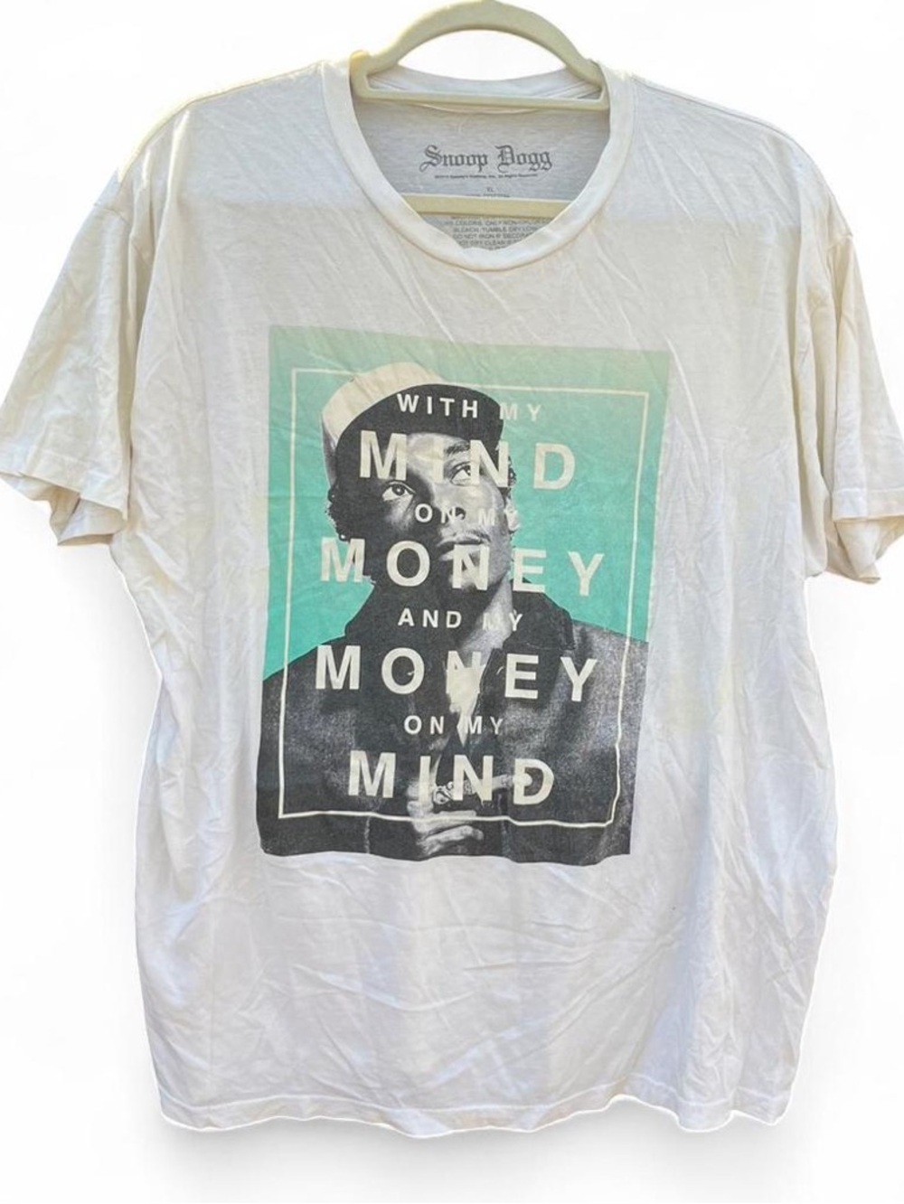 Snoop Dogg White Graphic Tee with Mint Accent - Casual Men’s Shirt